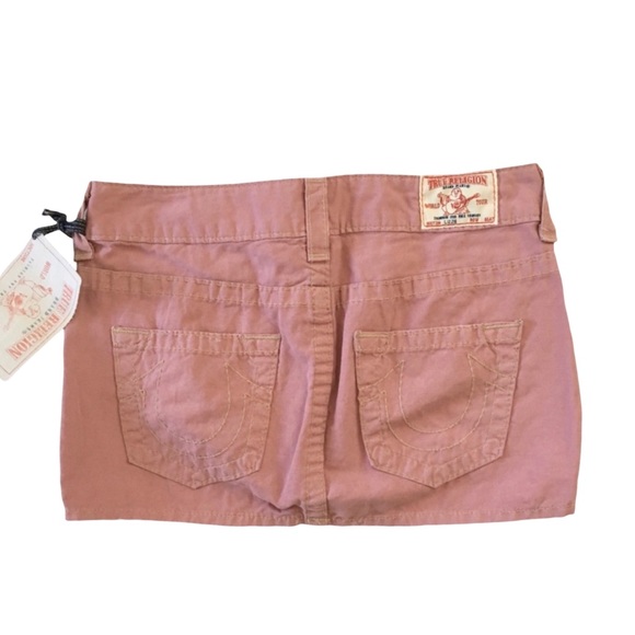 new True Religion ʊ Lizzie Lightweight Denim Mini Skirt ʊ Faded Red ʊ Size 4 27 - Picture 14 of 16